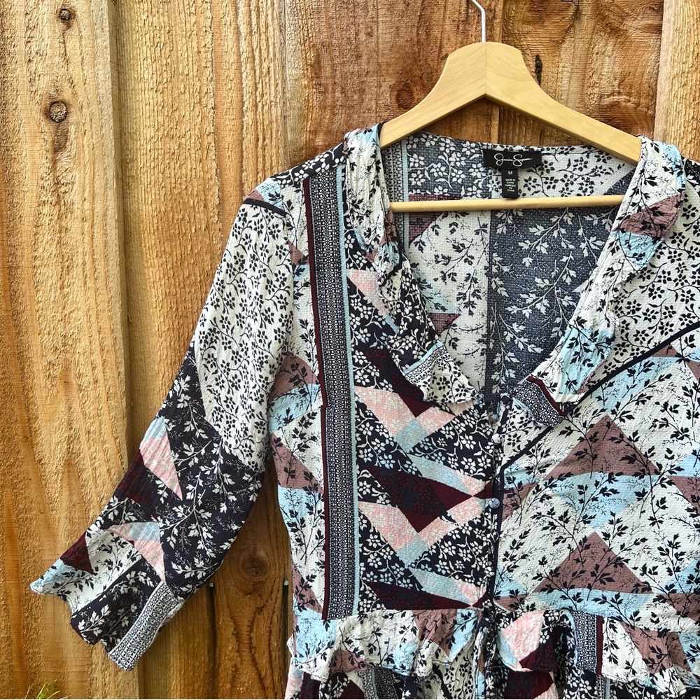 Jessica Simpson Multicolor Patchwork Blouse - Picture 3 of 8